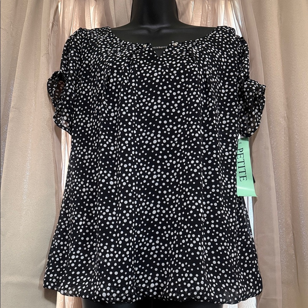 Sarah Michelle Paris Black and White Polka Dot Women's Top